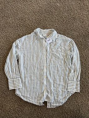 Women’s Striped Button-Up Shirt - Blue/White